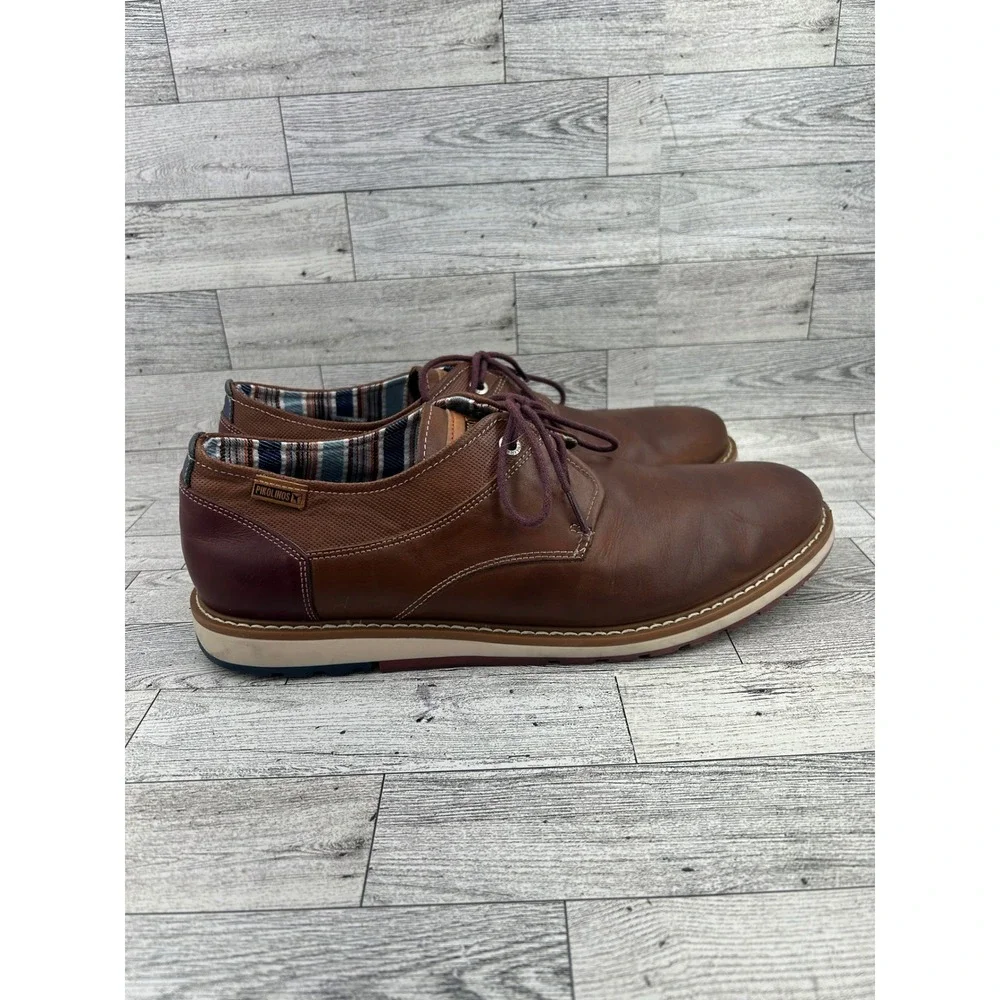Pikolinos Mens Brown‎ Leather Lace Up Dress Shoes Oxford Comfort Casual